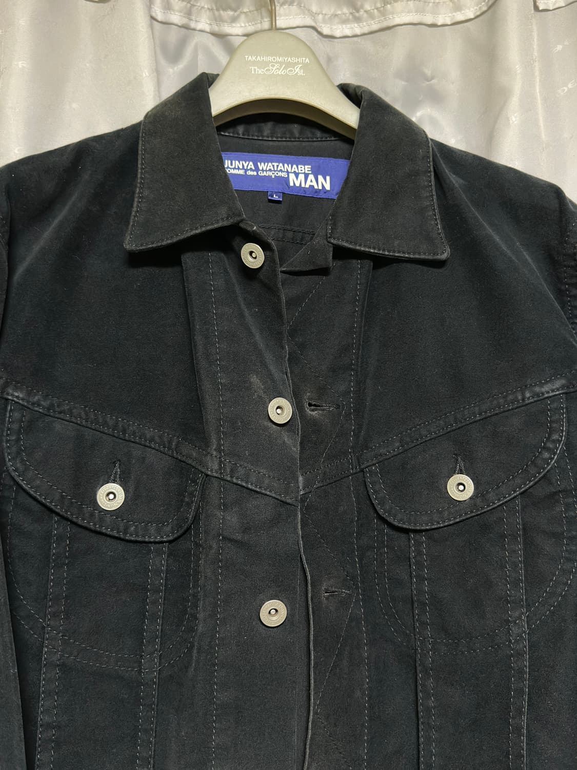 꼼데 준야 2003 몰스킨 트러커 자켓 블랙 상품이미지2