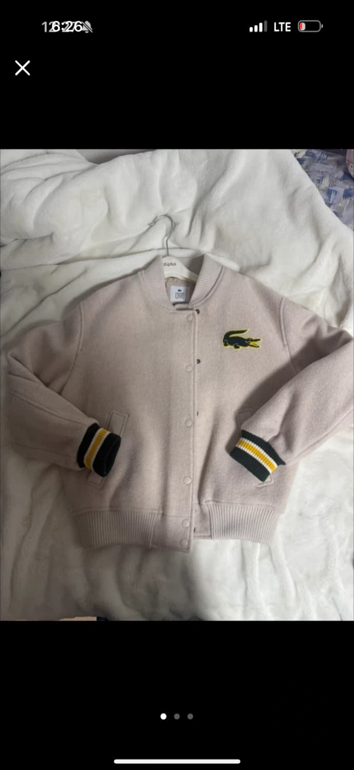 백화점구매)아이보리베이지 색감 예쁜 라코스테 바시티 자켓 (거의새거) 상품이미지1