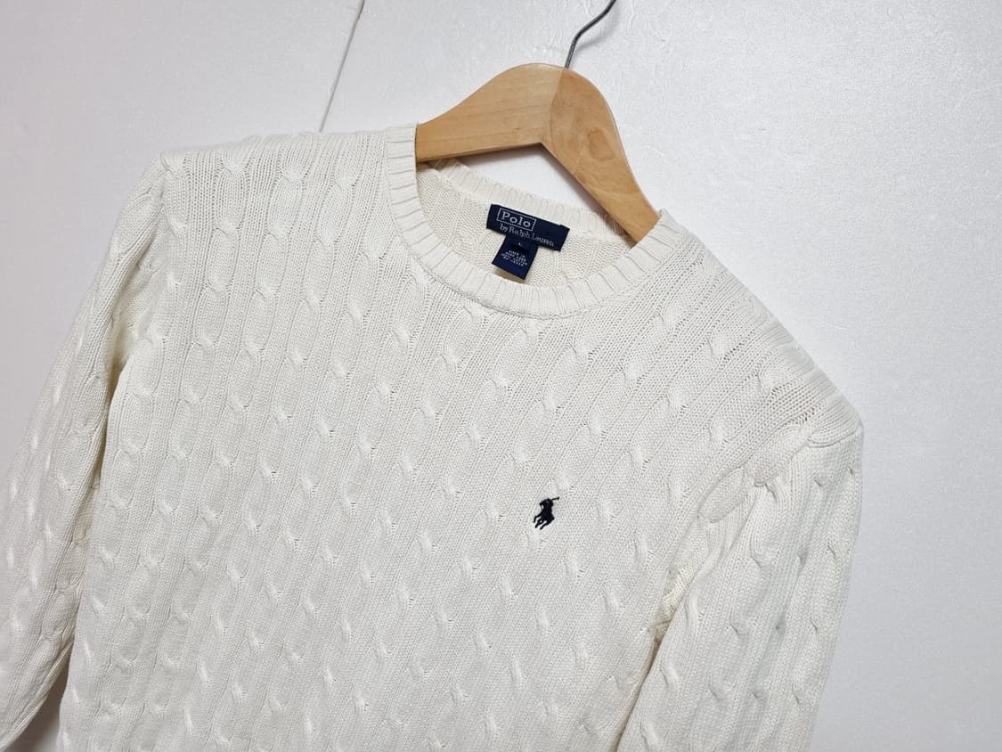 키즈 주니어 청소년 학생 여성 폴로 두산 케이블 꽈배기 라운드 긴팔 니트 상품이미지1