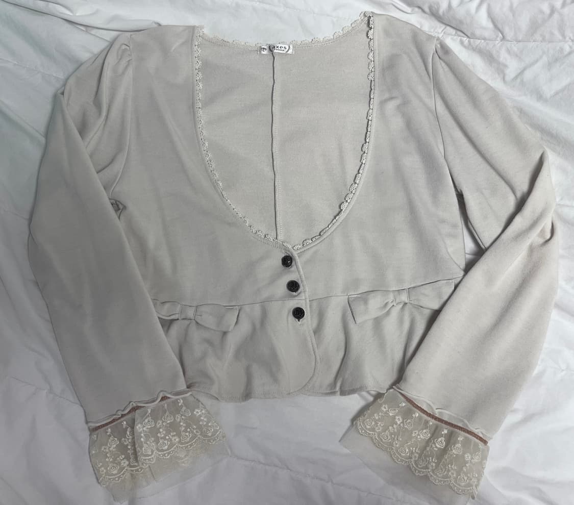 엑시즈팜 아이보리 장미 가디건 레이스 상품이미지1