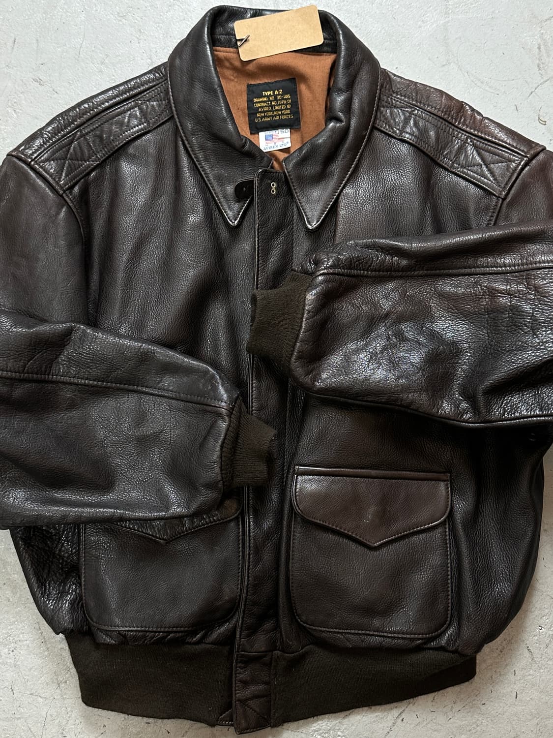 90's OG 빈티지 아비렉스 A2 봄버 자켓 빈티지 레더 자켓 상품이미지8