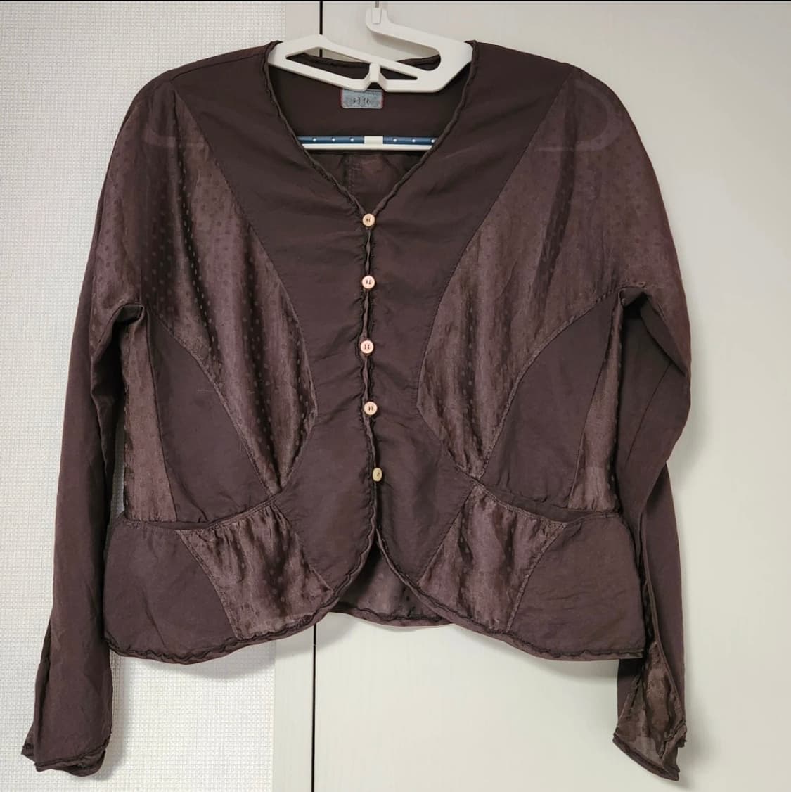 희귀 빈티지 모리걸 레이어드 도트 가디건 브라운 상품이미지2