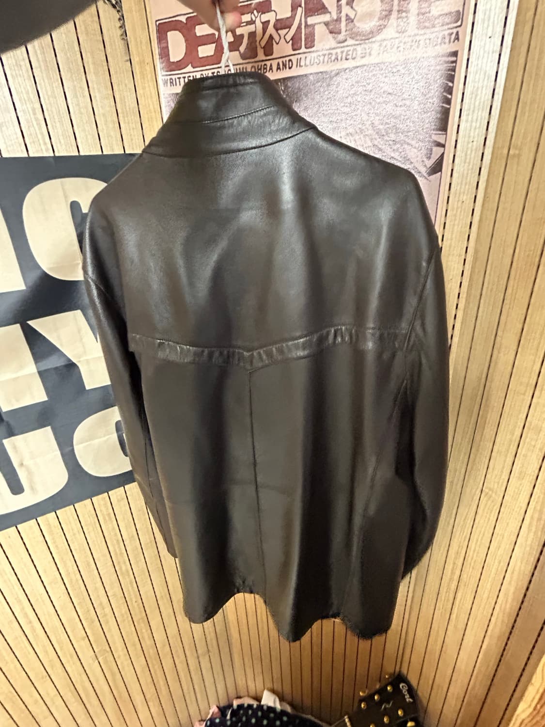 블랙 양가죽 레더 코트 상품이미지3