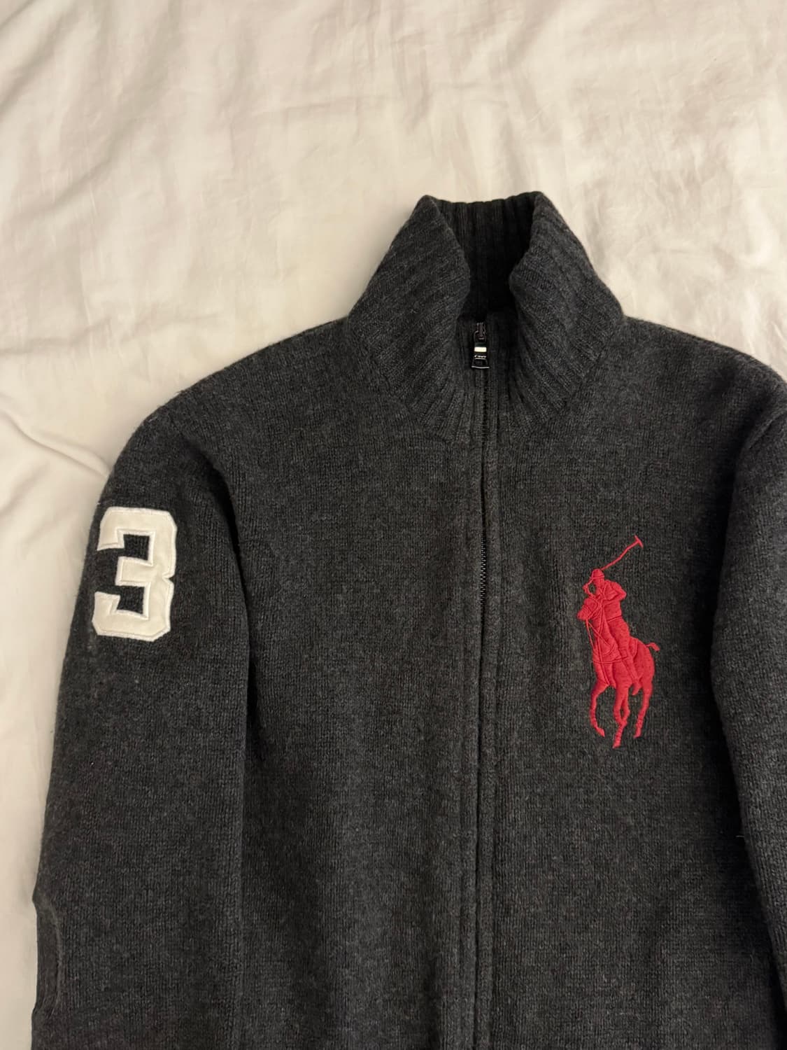 폴로 랄프로렌 차콜 빅포니 울 니트집업 투웨이  상품이미지2