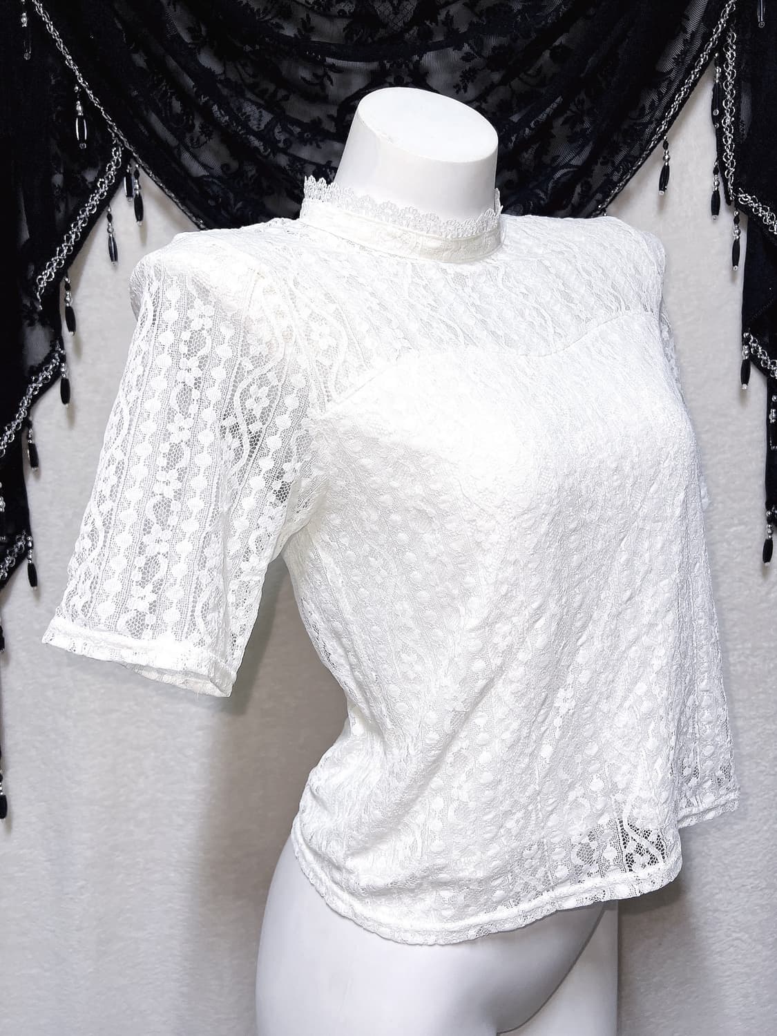 로맨틱고딕 엔젤릭 고스로리 화이트 레이스 로걀탑 히메갸루 양산형 핀터 상품이미지1