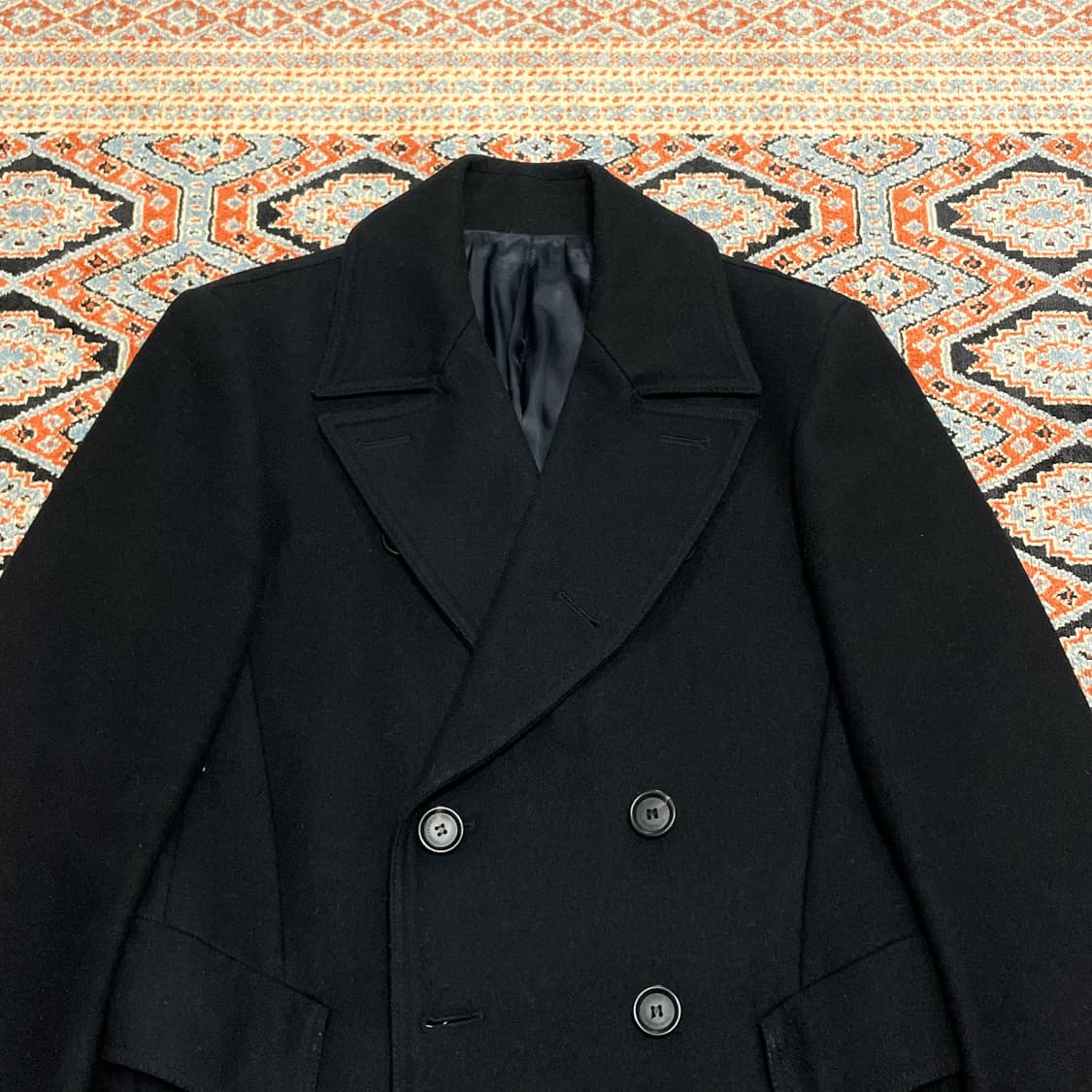 지오송지오 블랙 울 더블 피코트 남성95 상품이미지2