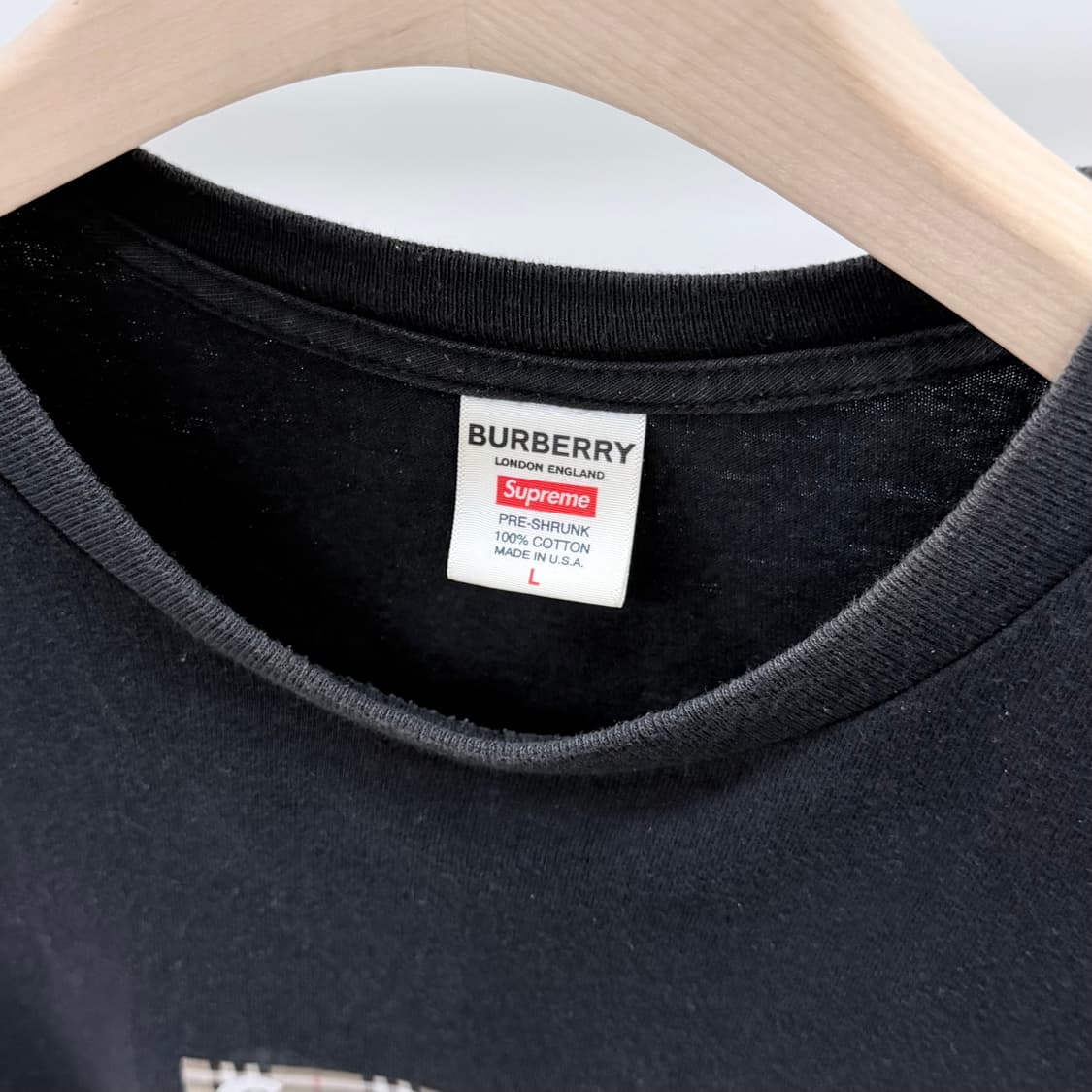 [S급/L] 슈프림 x 버버리 박스 로고 반팔 티셔츠 블랙 상품이미지6