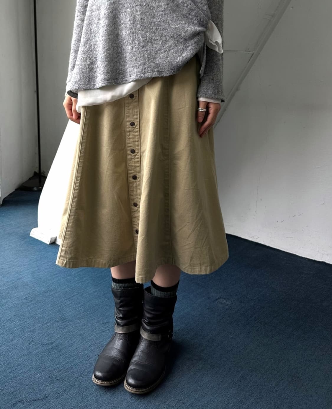 Natural cotton design mid skirt 상품이미지7