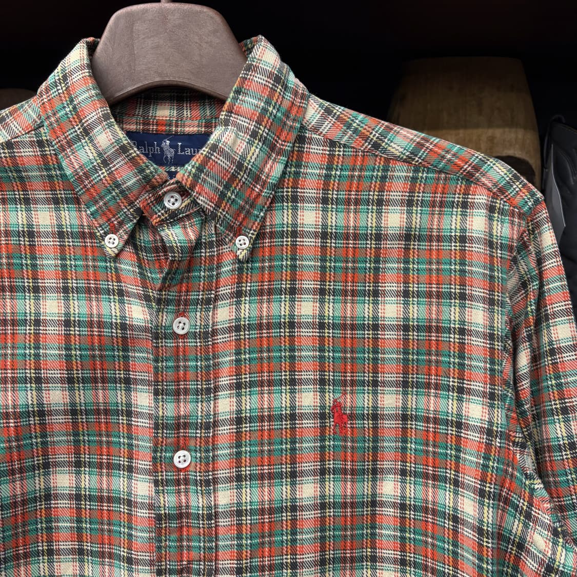 폴로 랄프로렌 트위드 타탄체크 버튼다운 셔츠 코튼트윌 오렌지포니 N657 상품이미지5