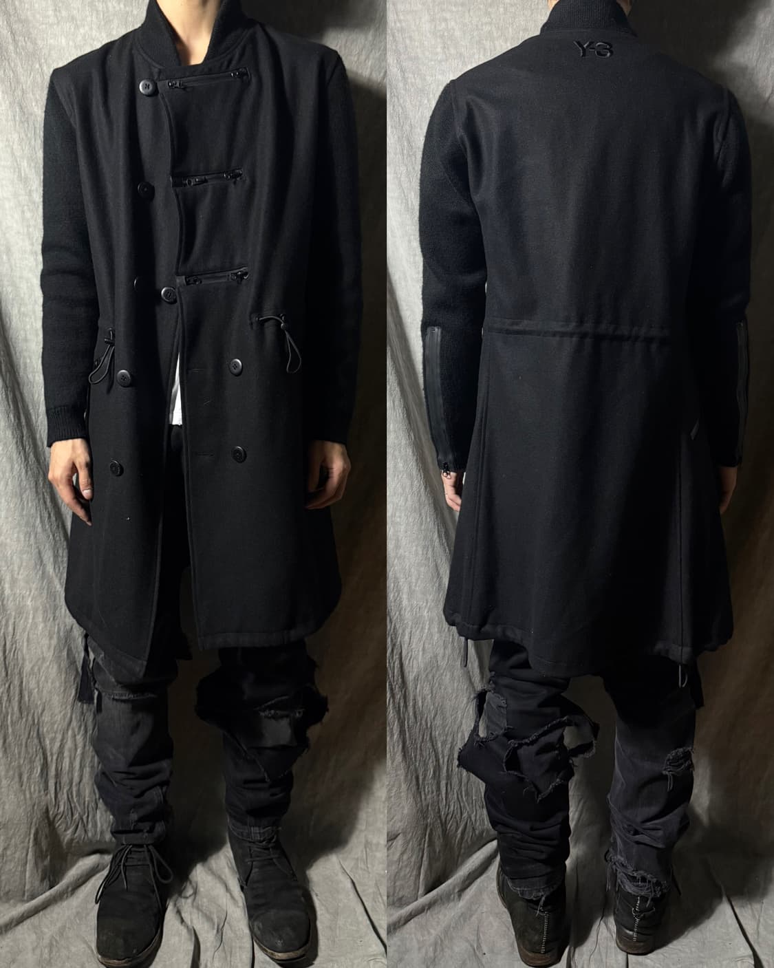 Y-3 Multi-Zip Asymmetric Wool Coat  상품이미지1