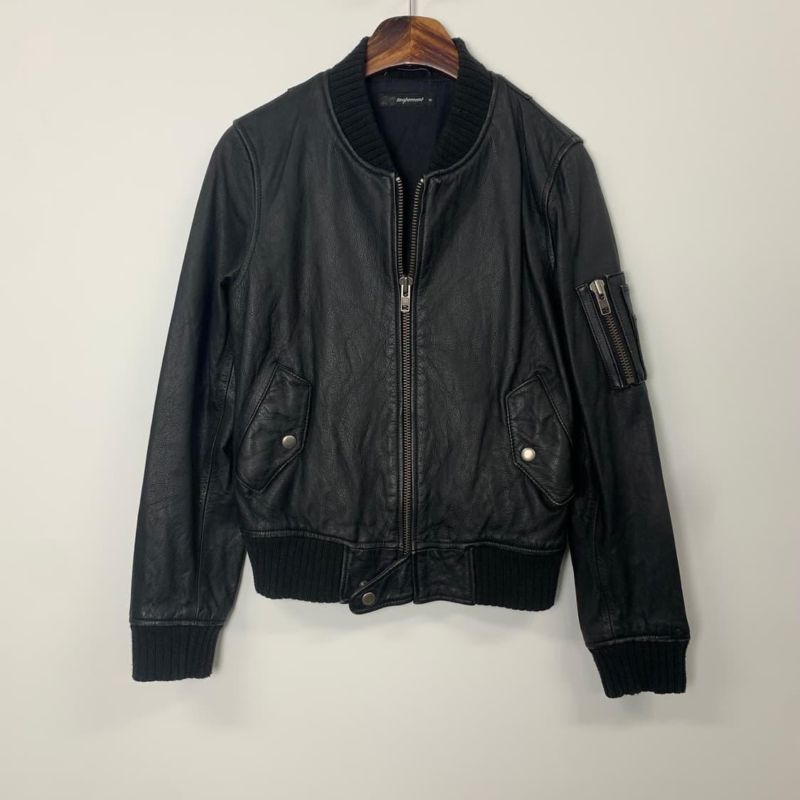 Vintage 빈티지 블랙 레더 봄버 자켓 상품이미지3