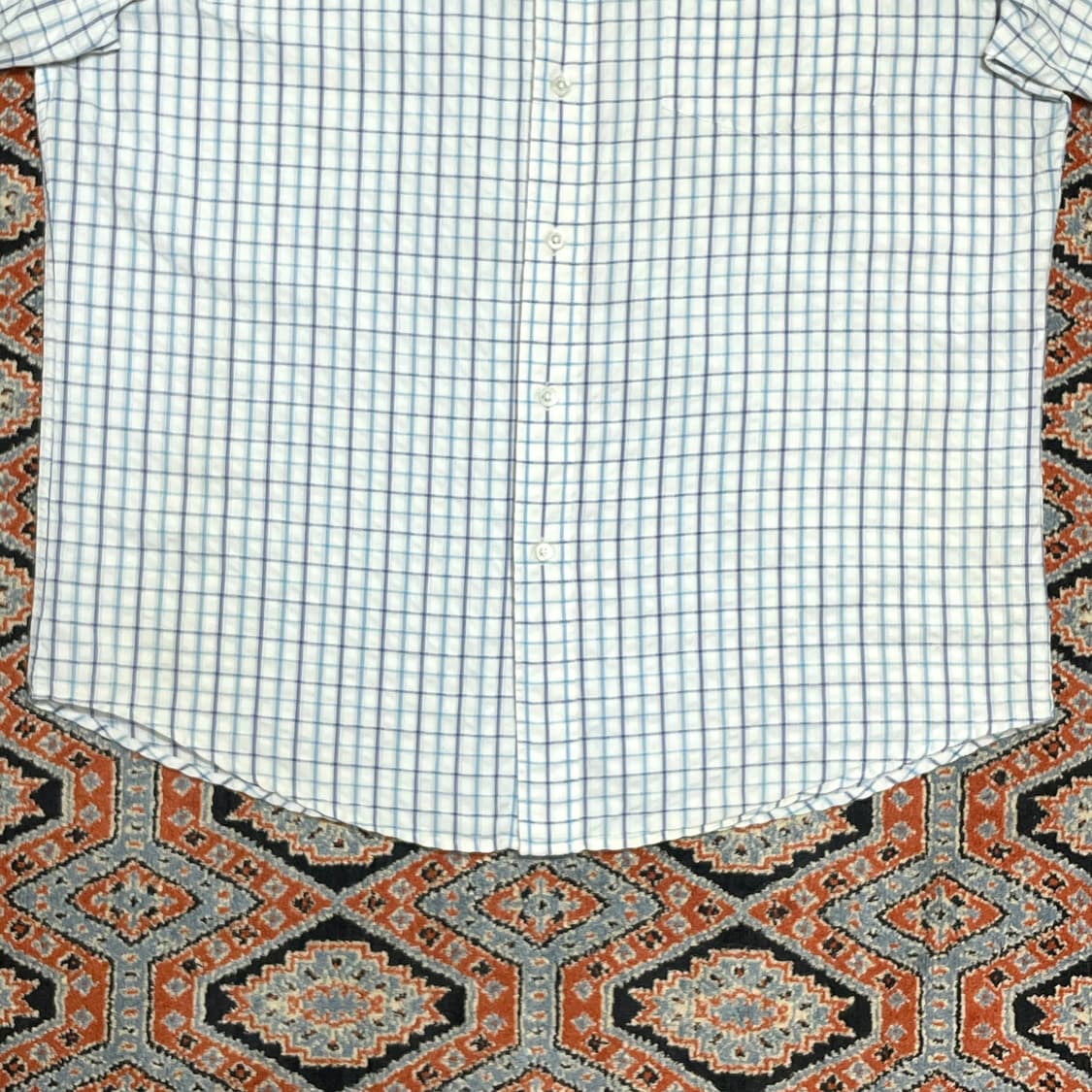 빈폴  블루 깅엄체크 반팔셔츠  남성105 상품이미지3