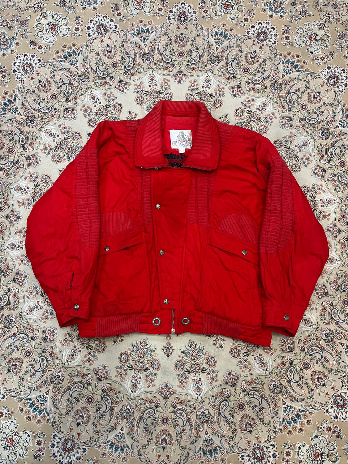 JPN VTG 하이넥 디테일 레드 봄버 자켓 상품이미지3