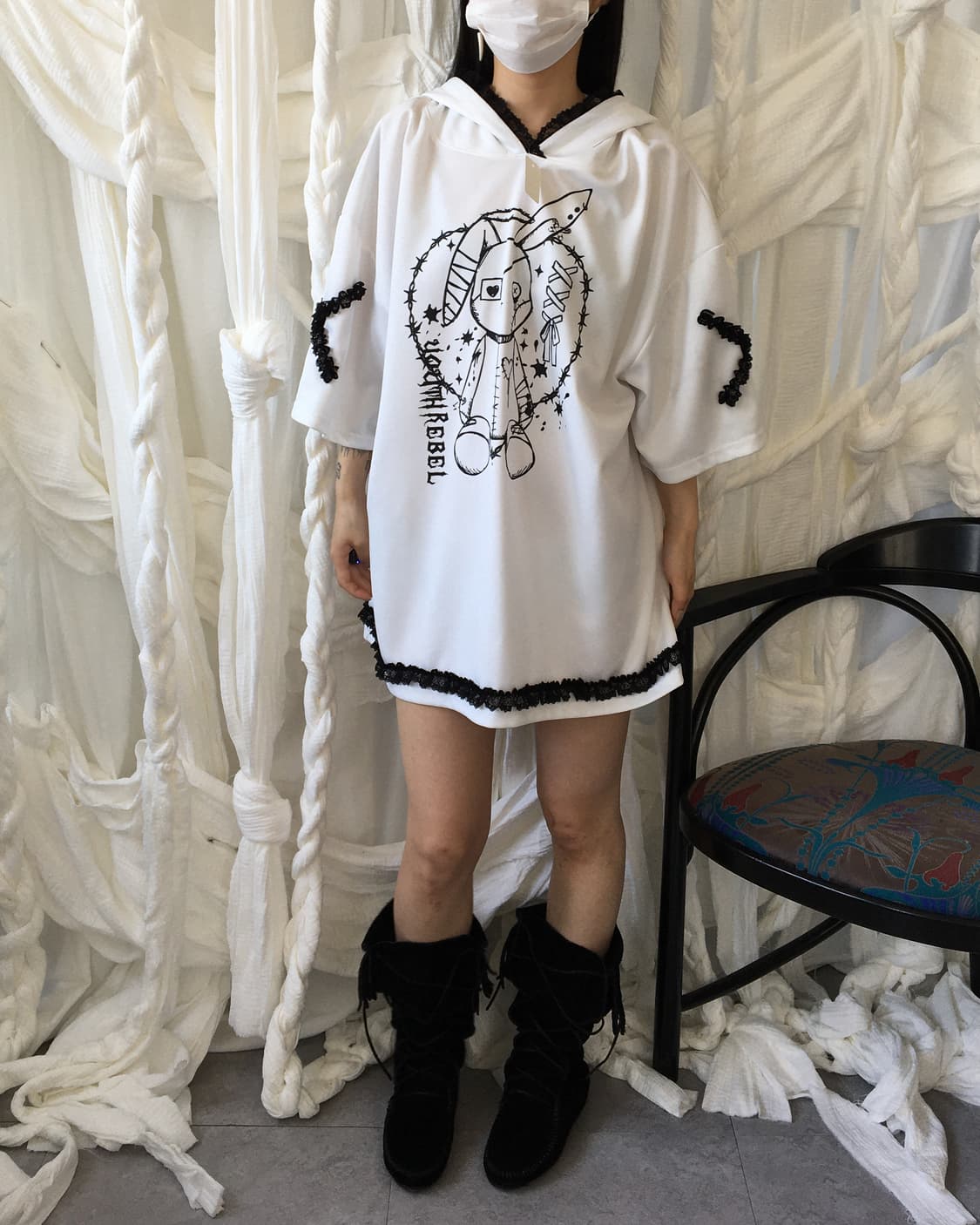 Rabbit ear hood printing hood 상품이미지8