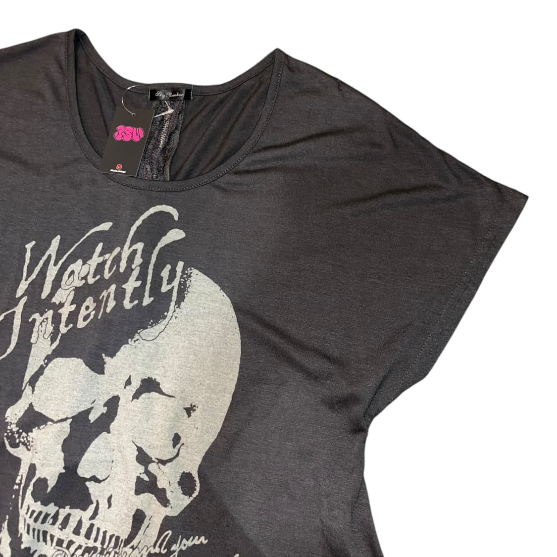 Sky bomber 스카이봄버 해골프린팅 뒷면 시스루 반팔티 갸루y2k 상품이미지3