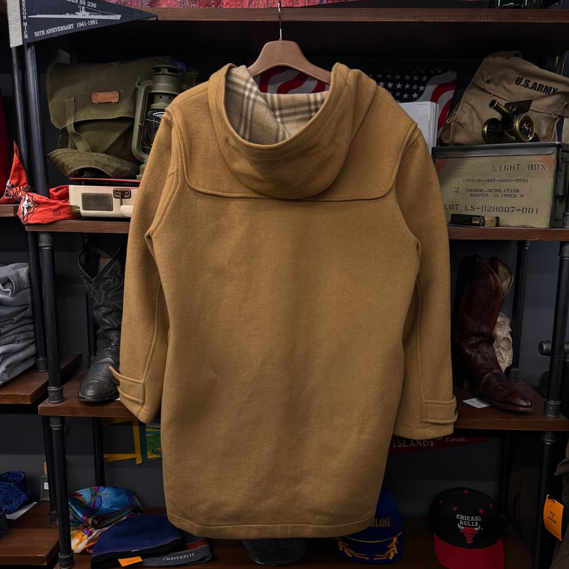 90s 폴로 랄프로렌 체크 라이닝 후디 떡볶이더플 코트 polo 상품이미지2