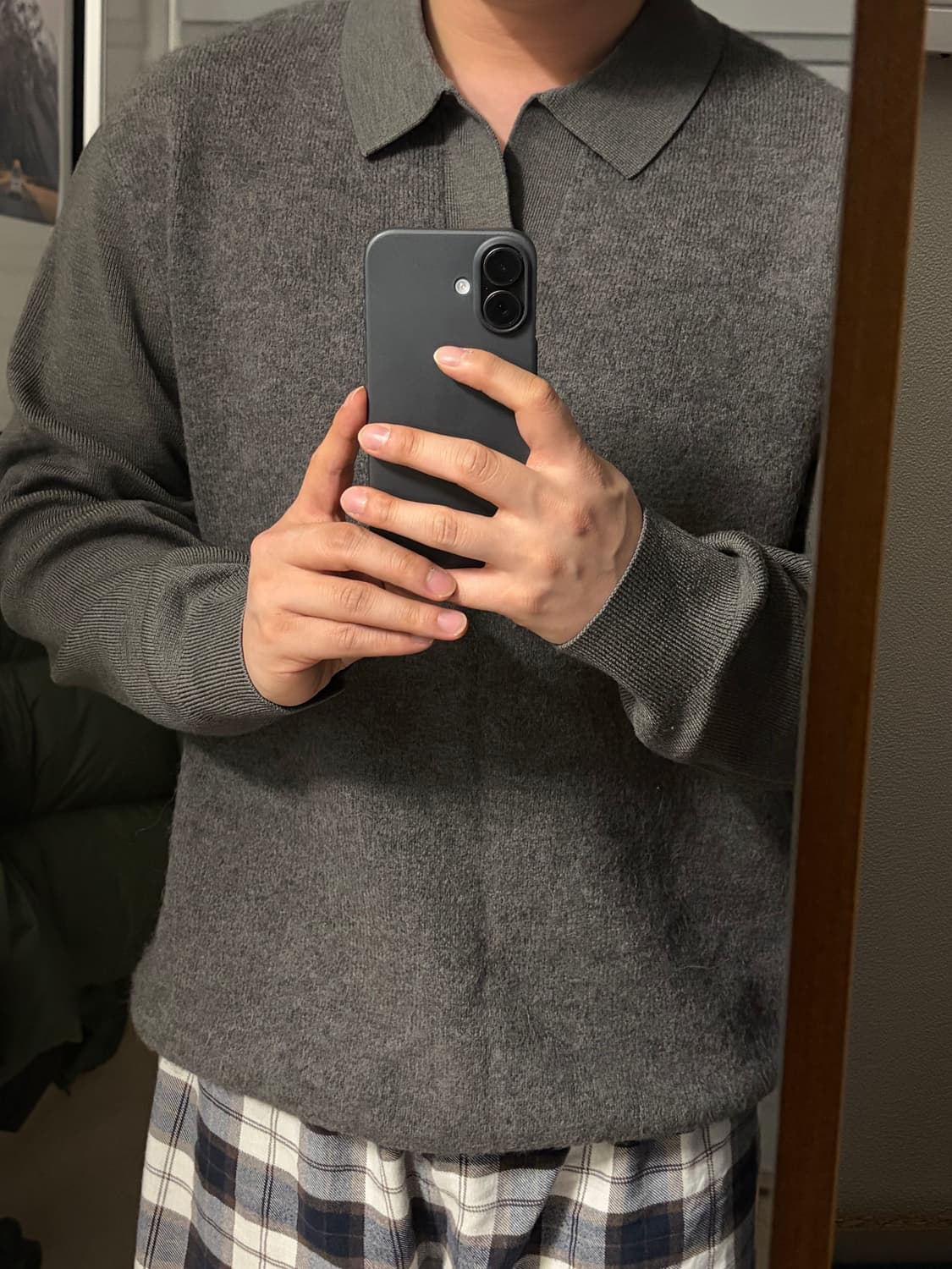 COS 코스 남성 오픈 카라 니트 M 다크그레이 상품이미지1