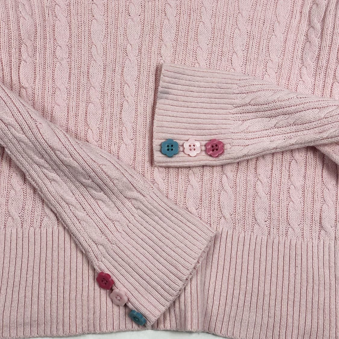 타미힐피거 플래그 핑크 케이블 꽈배기 니트 (XL 여성추천) 상품이미지3