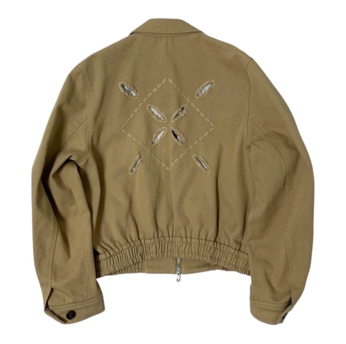 문선 아가일 홀 코튼 블루슨 카멜 브라운 블루종 자켓 상품이미지2