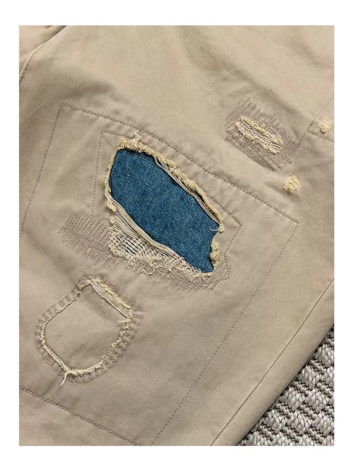 ️️️♦️ COZY / 러기드 코튼 패치워크 빈티지 치노 와이드 팬츠 상품이미지6