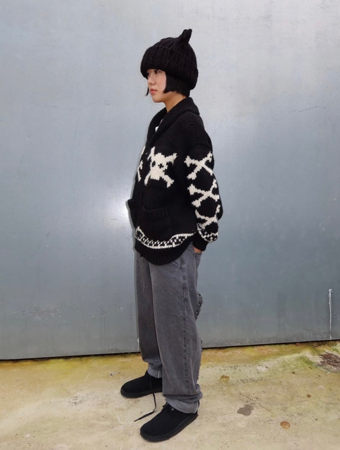 LOVE AND SKULL CARDIGAN BLACK  상품이미지2