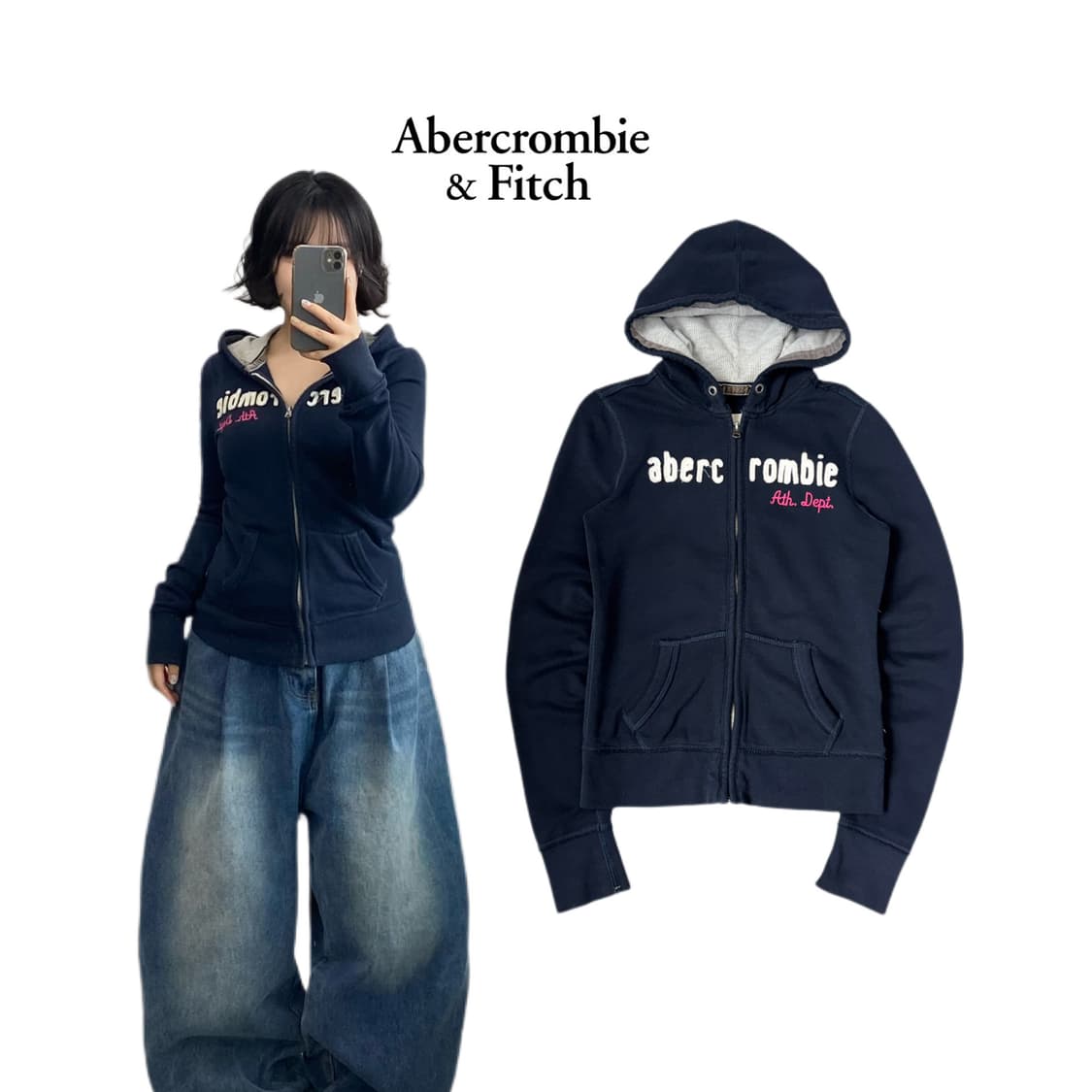 아베크롬비 Y2K 아치로고 후드집업 상품이미지1