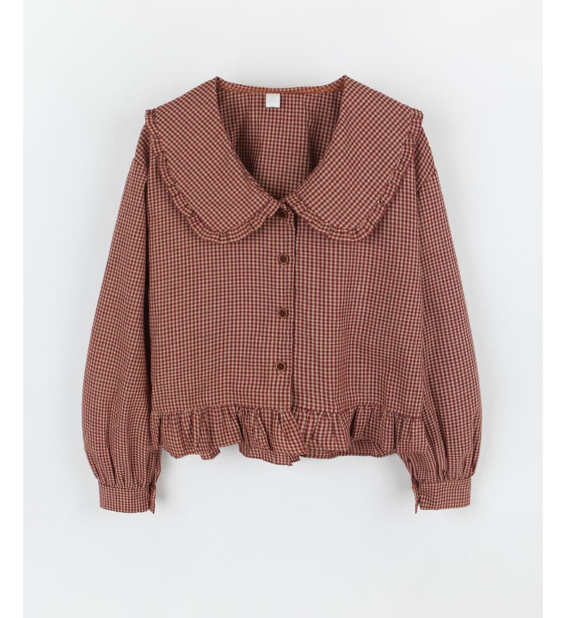 리넨느 체크 프릴 블라우스 상품이미지6