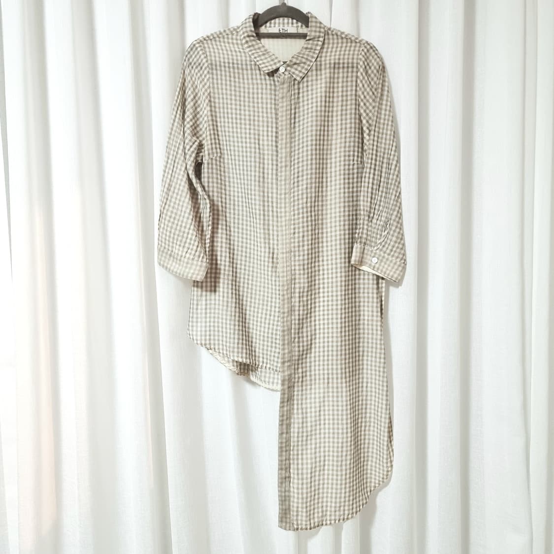 ETH SIMULATION 언발란스 실크혼방 셔츠 (55-66) 상태굿 상품이미지1