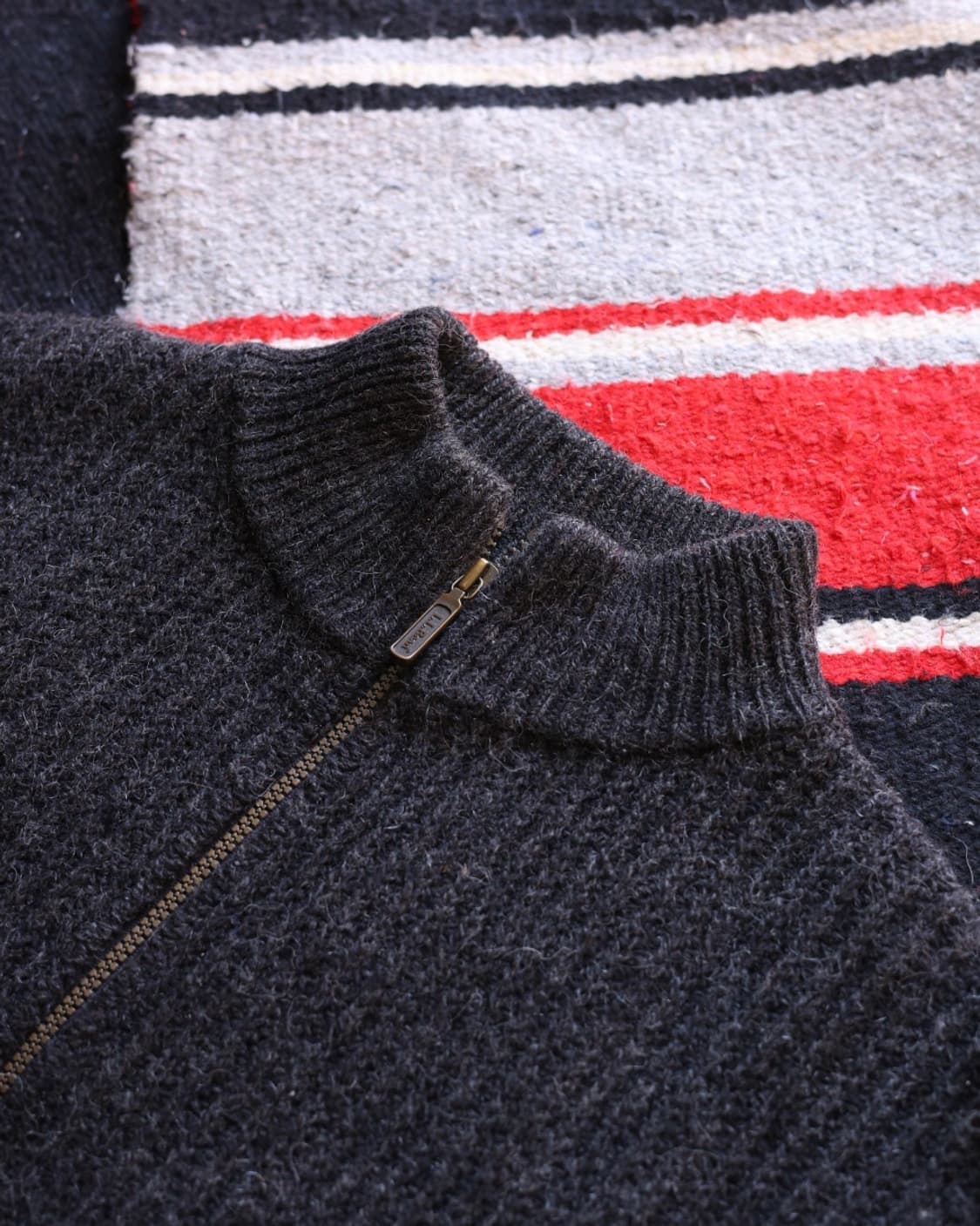 엘엘빈 80s 알파카 울 드라이버 풀 집업 니트 가디건 차콜L 상품이미지3