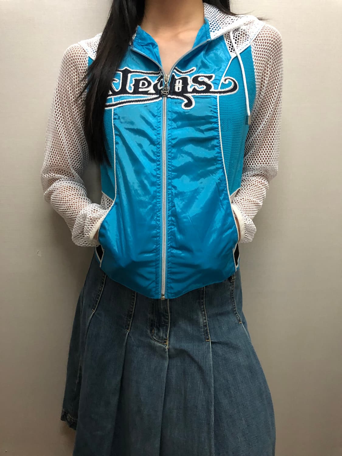 빈티지 블루 네트 와투케 집업 상품이미지7