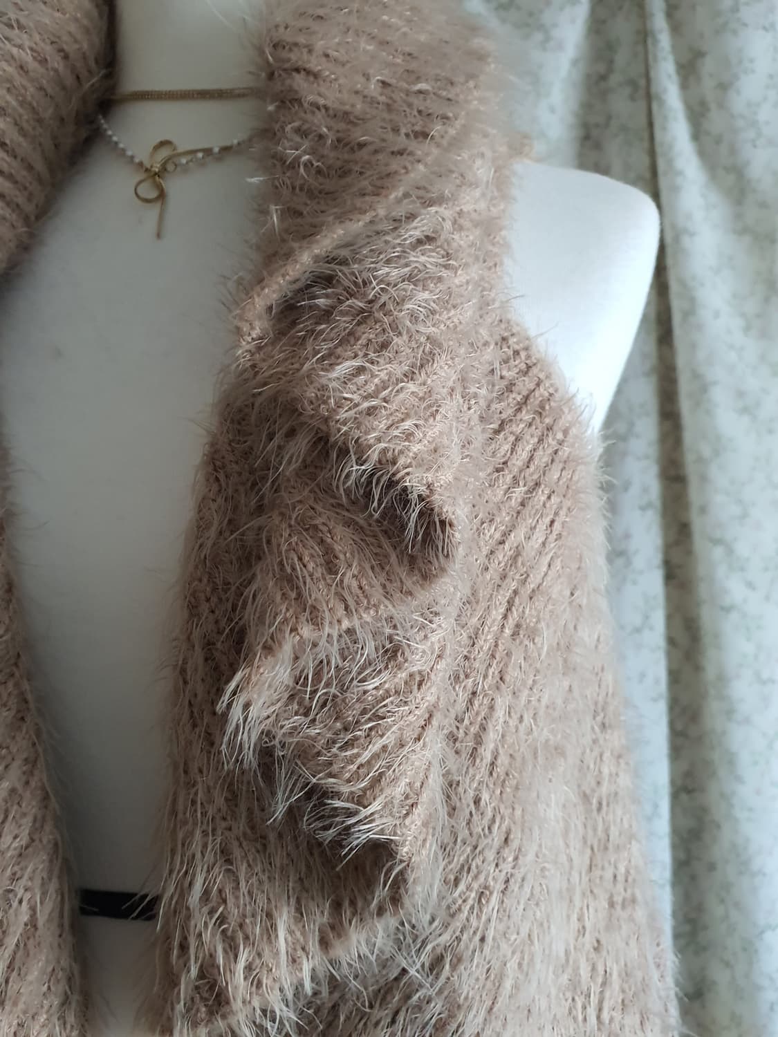 [갸루] 퍼 베스트 뜨개 조끼 브라운 여성용 상품이미지4