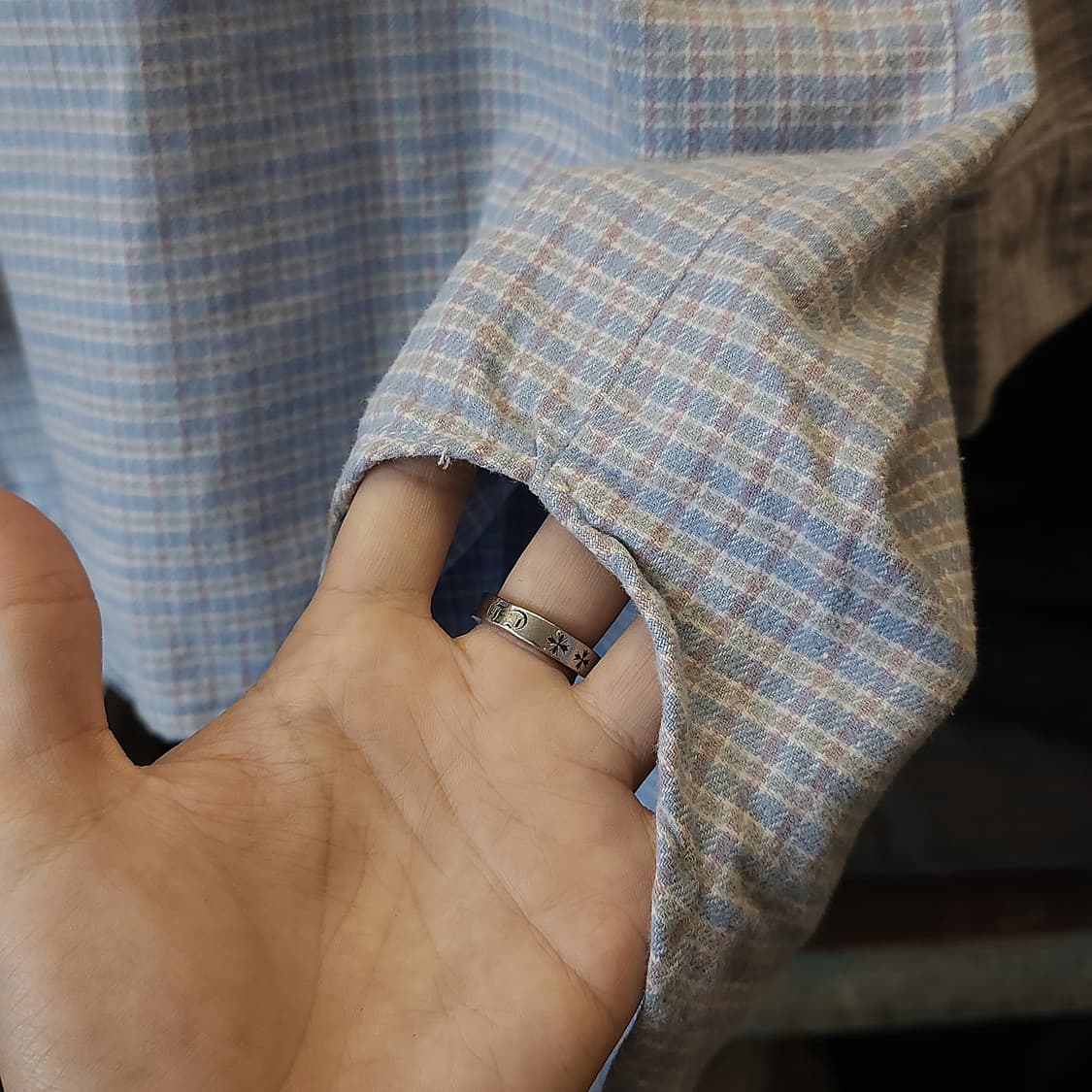 60s 프랑스 워크셔츠 스카이 블루 롱 튜닉 셔츠 프렌치 셔츠 L 상품이미지7