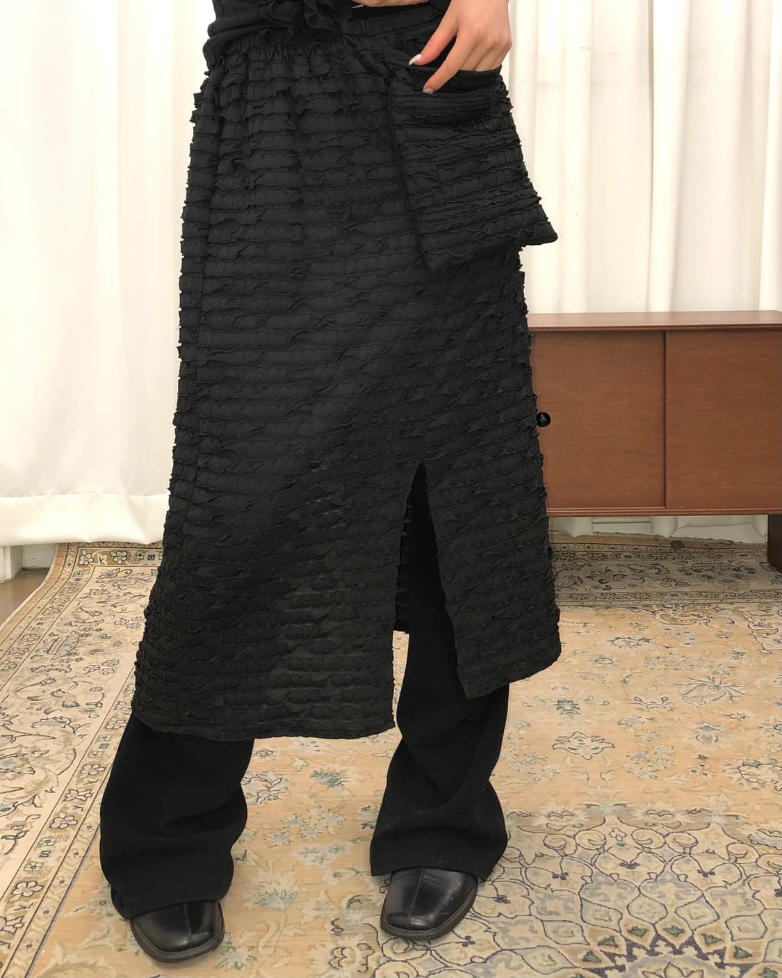 링클 트임 포켓 밴딩 스커트 상품이미지2