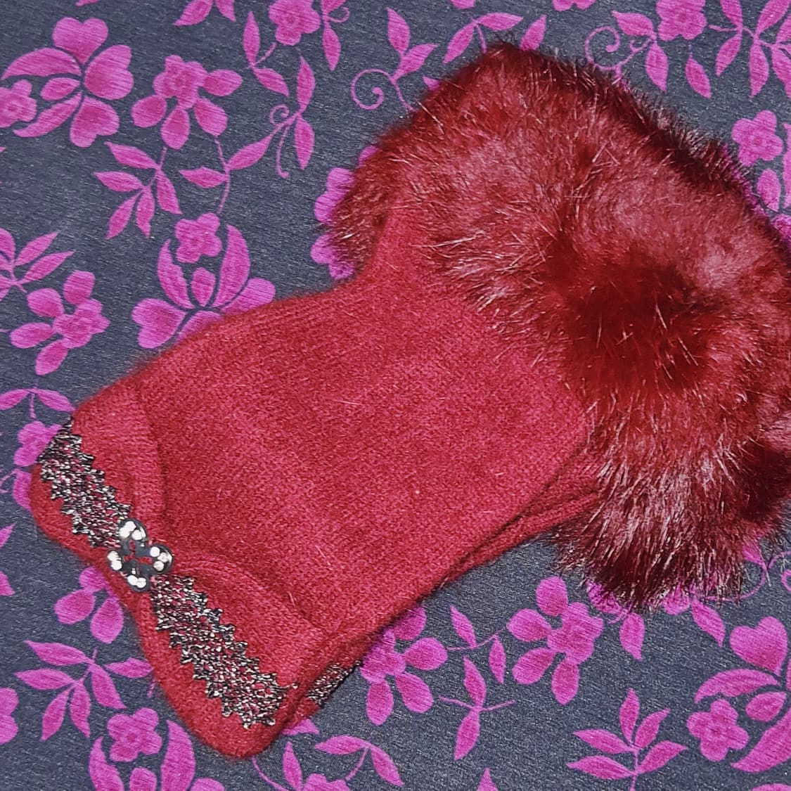 02s 한정 안나수이 핑거리스 레이스 나비 울 장갑 상품이미지9