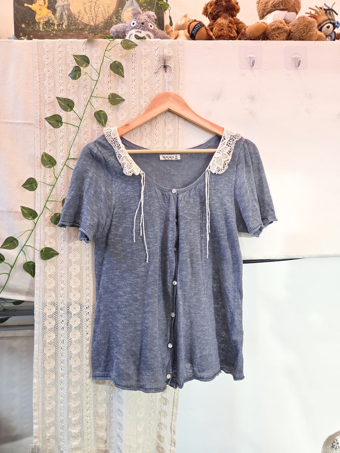 sm2 뜨개 카라 반팔 가디건 상품이미지1