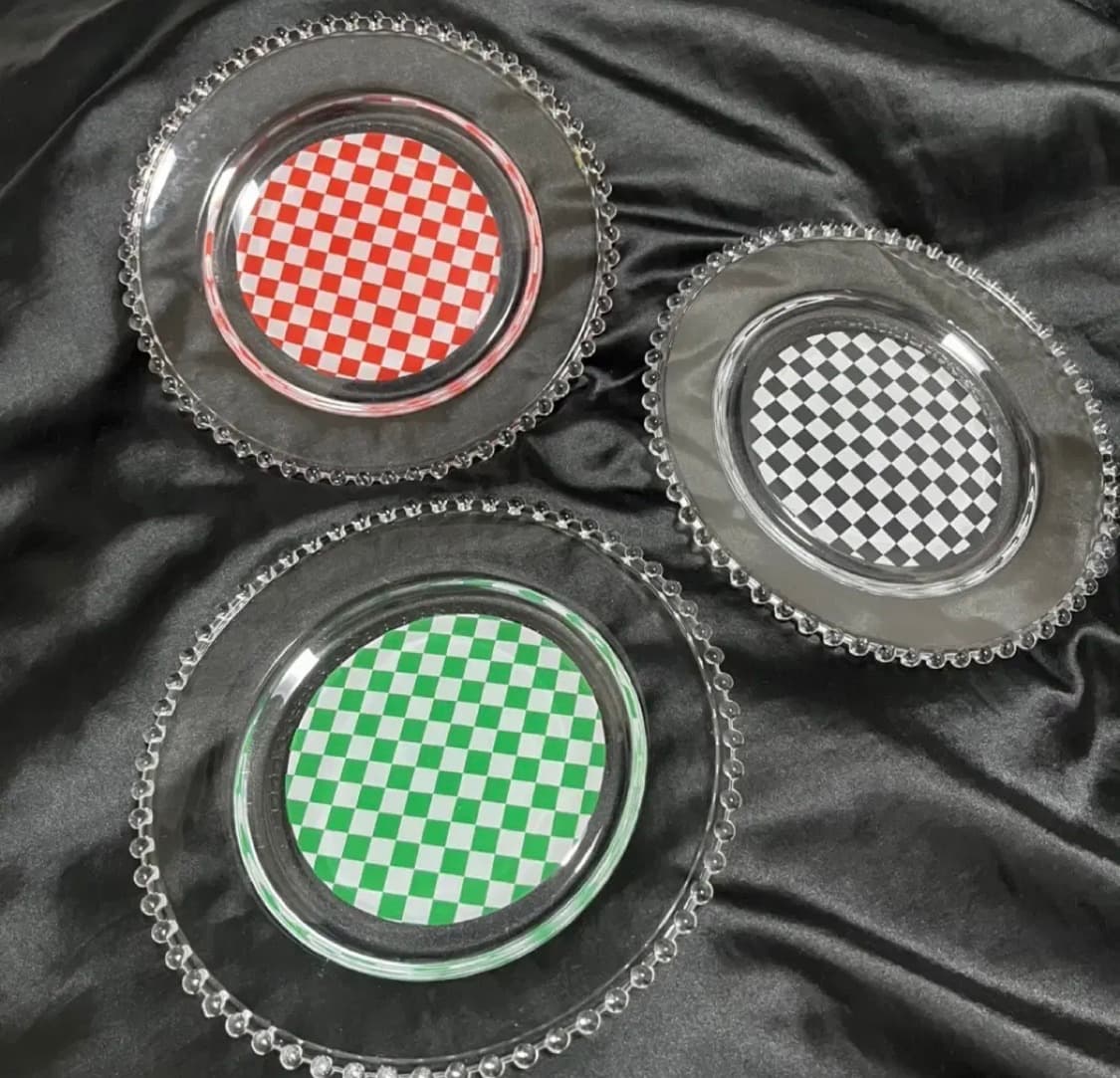 체커보드 유리 접시 상품이미지1