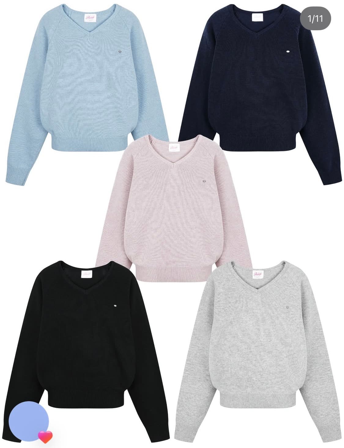 페일제이드 스카이블루 울 오버핏 브이넥 니트 하늘색 상품이미지2