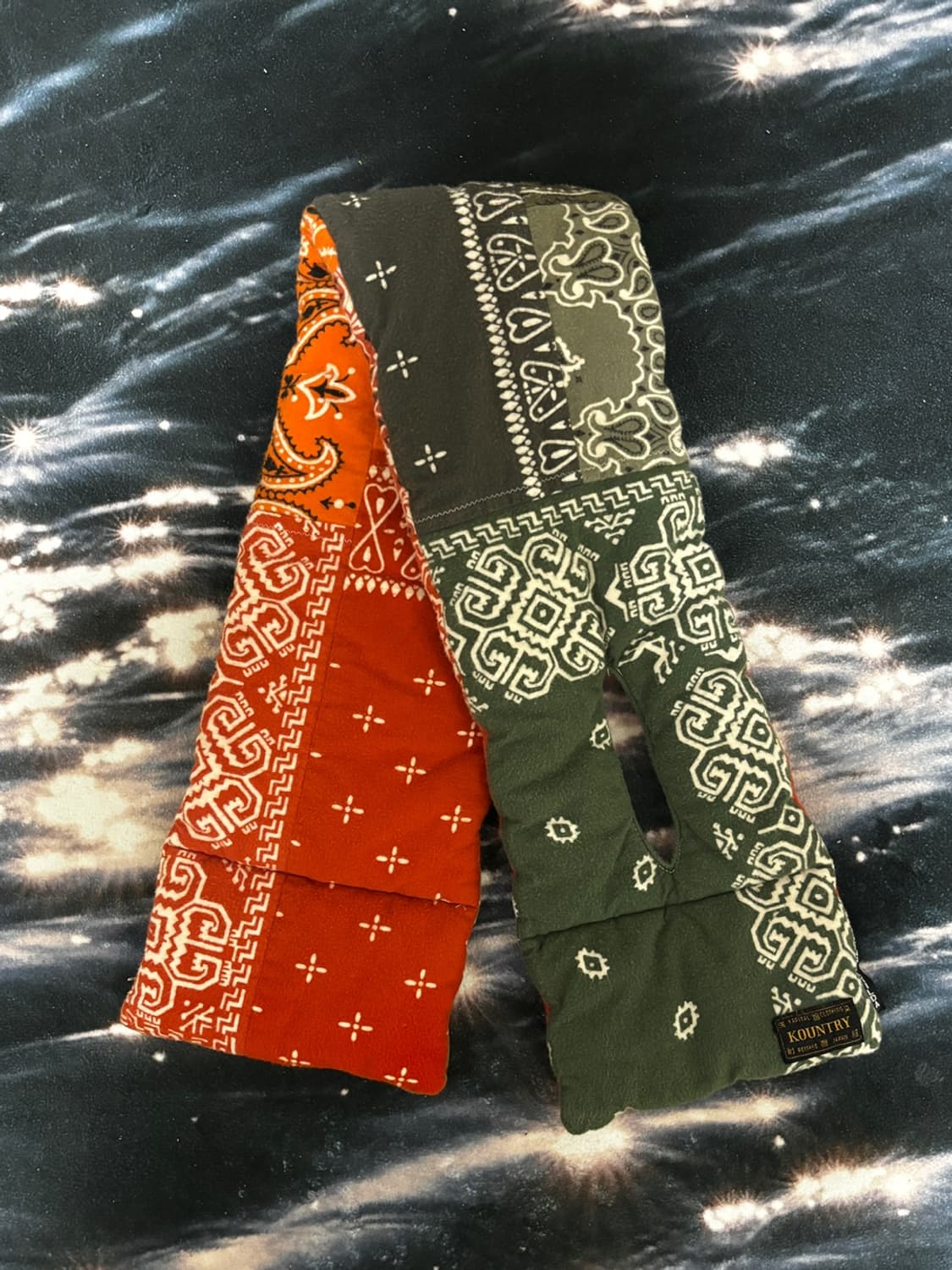 캐피탈 플란넬 반다나 패턴 리버시블 머플러(카키/오렌지) - [택 포함] 상품이미지2