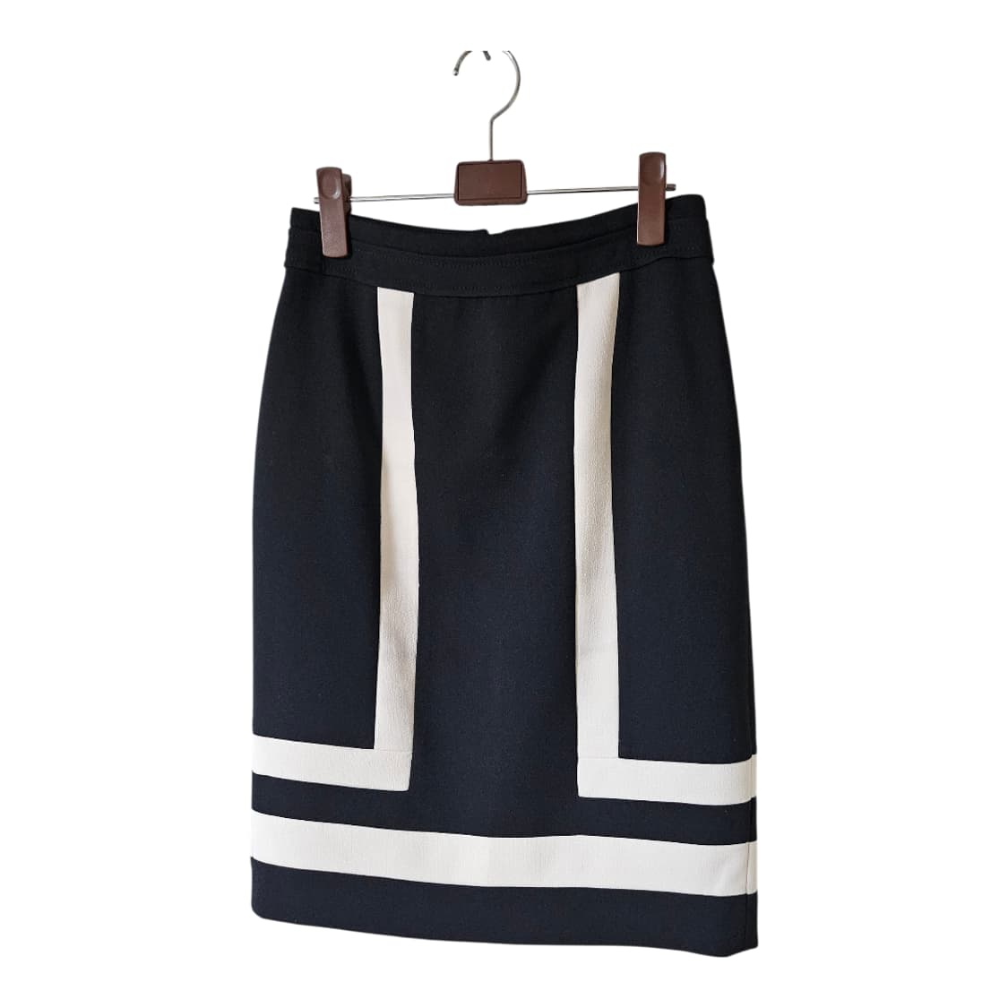 JJ지고트 블랙 배색 H라인 미디 스커트 55 | 하객룩 출근룩 상품이미지7