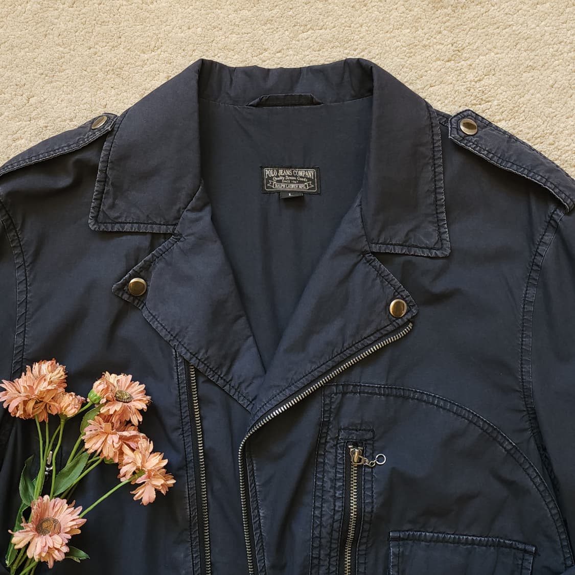 폴로 진스 바이커 자켓 라이더 자켓 코튼 L 상품이미지3