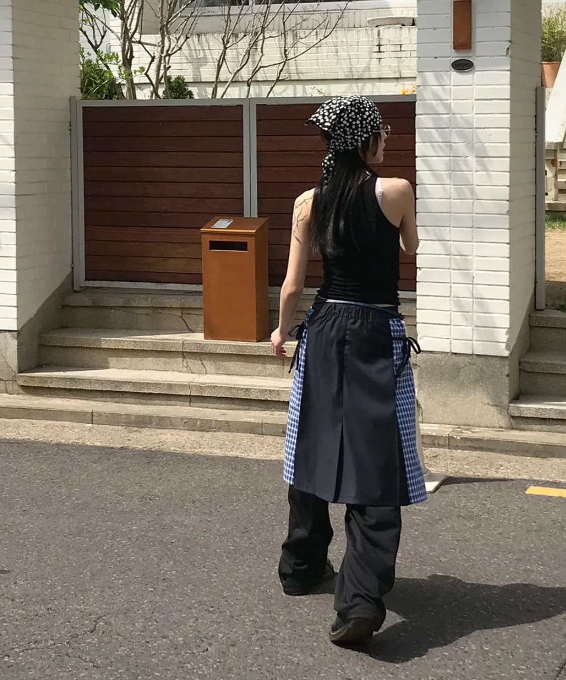 아케 체크 플리츠 레이어드 스커트 상품이미지2