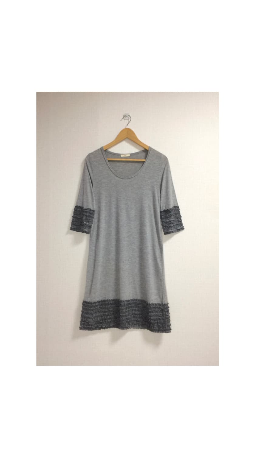 빈티지 그레이 겹프릴 원피스 상품이미지1