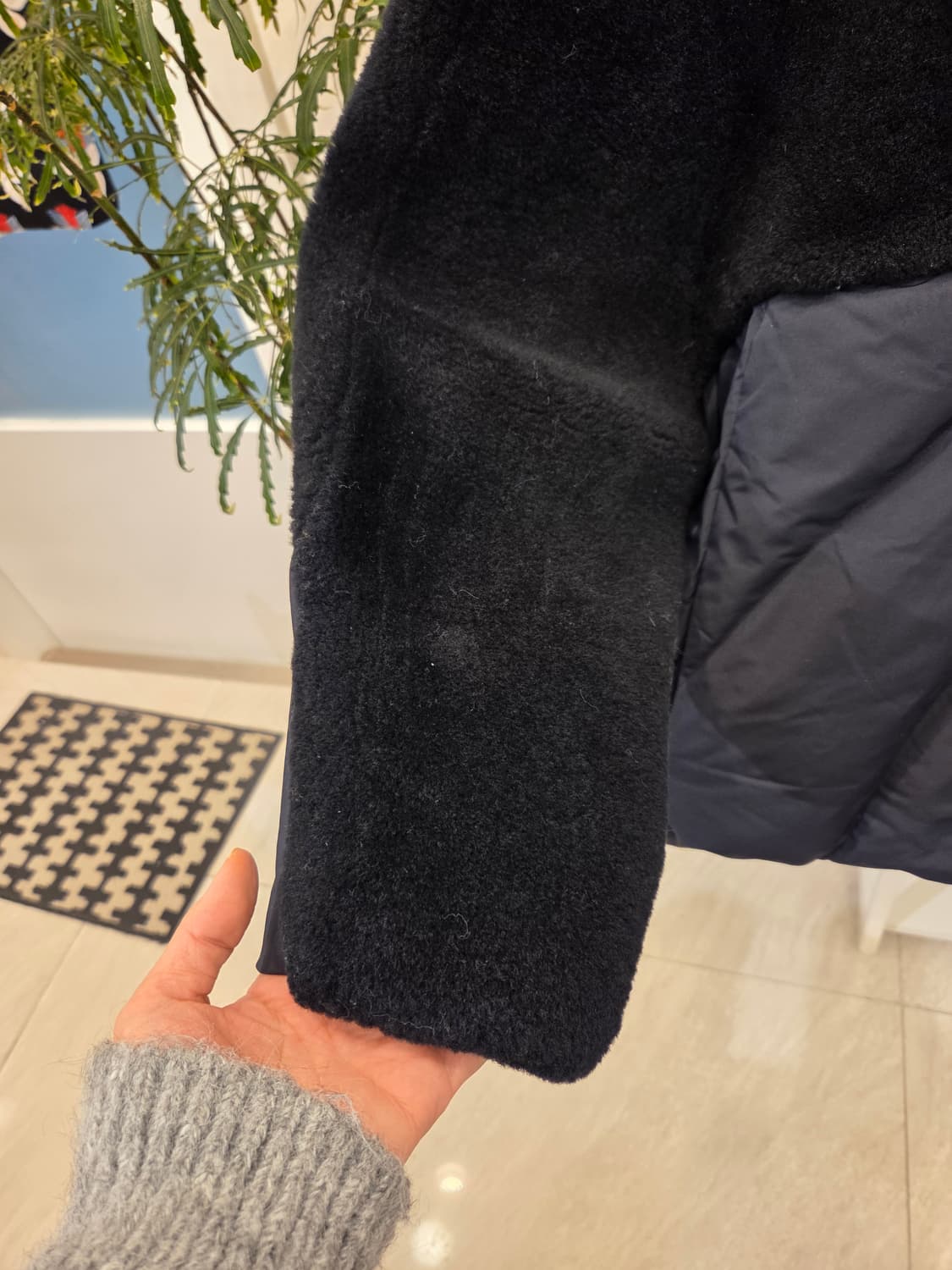 르베이지 밍크카라 양모 패딩 구스 상품이미지6