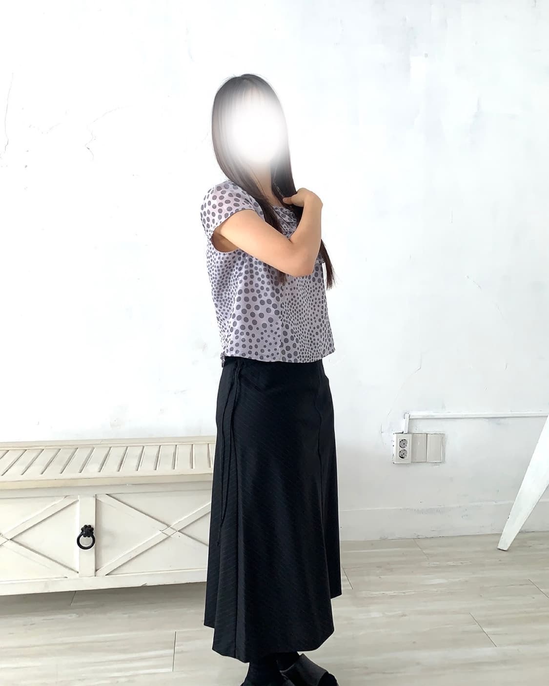 Black Side Lace-Up Long Skirt 상품이미지7