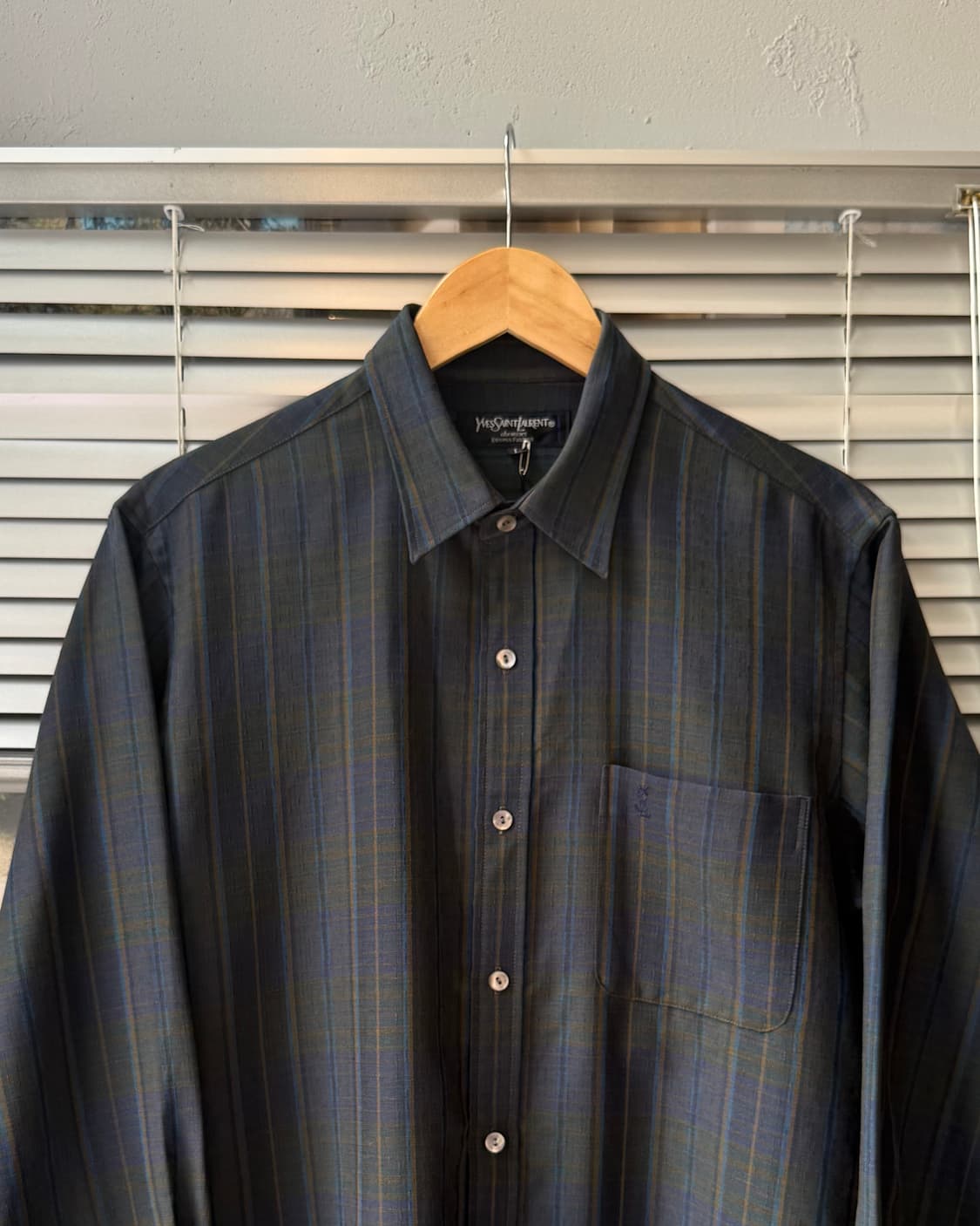 YSL 90s linen check shirt 상품이미지2