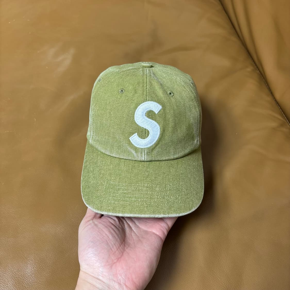 슈프림 S로고 볼캡 모자 피그먼트 워시드 탄 상품이미지2