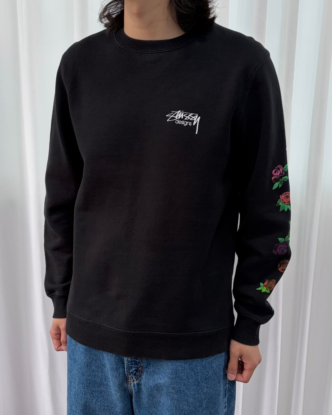 [M]스투시 로즈 헤비코튼 기모 맨투맨 상품이미지1