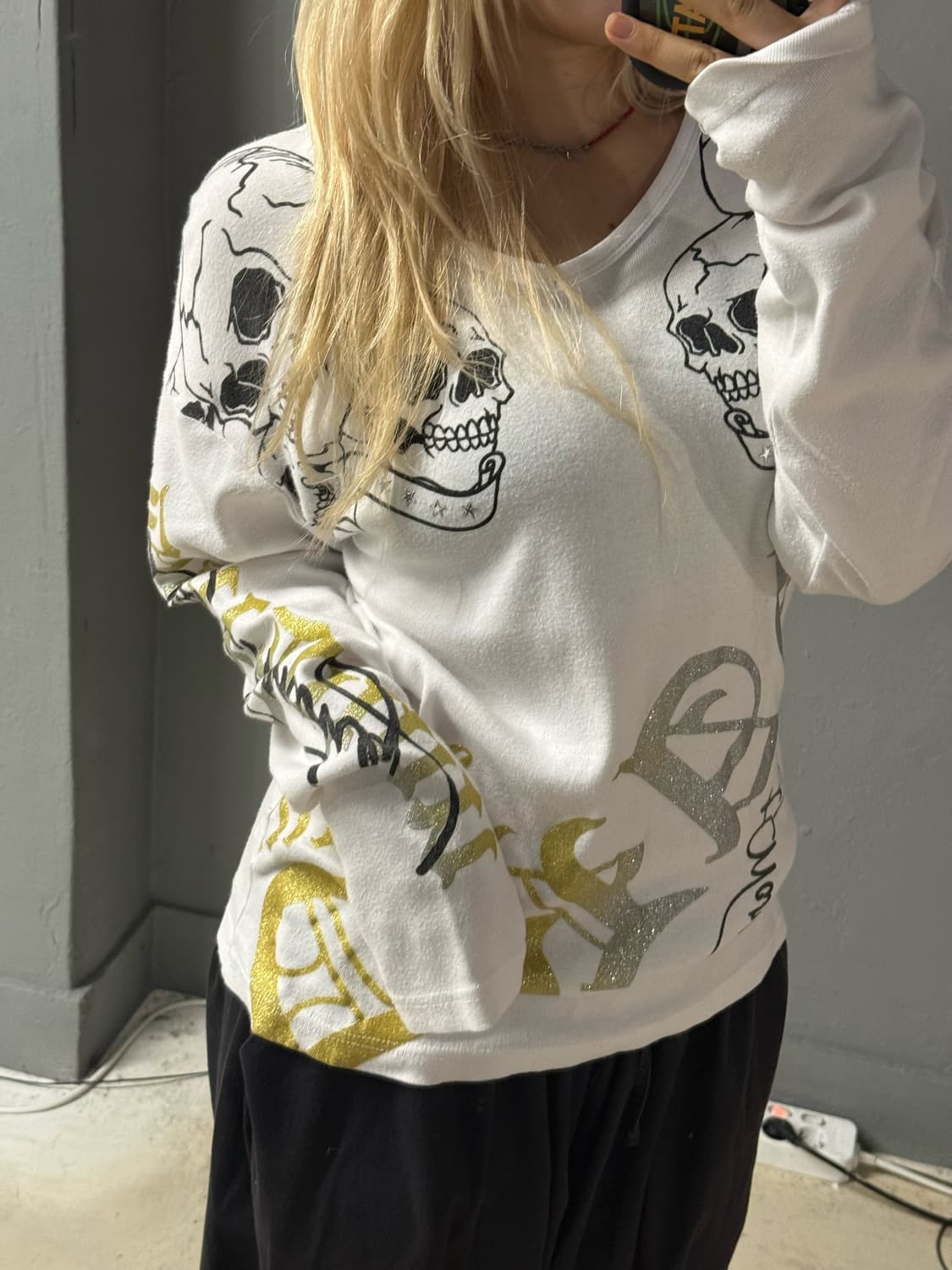 skull printing & lettering long sleeve 상품이미지3