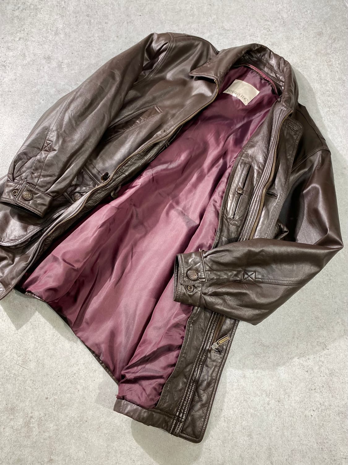 [105] 90s London Fog 런던포그 브라운 양가죽 레더코트 상품이미지4