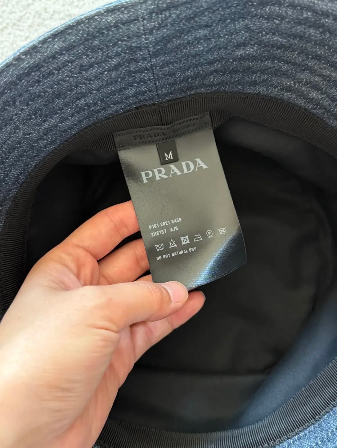 프라다 데님 버킷햇 네이비 M 상품이미지5